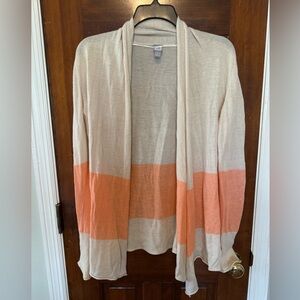 Cream and Orange Open Cardigan
